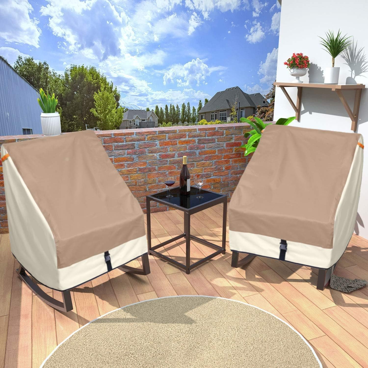 Porch Shield Patio Chair Covers - Waterproof Outdoor Single Armchair High Back Adirondack Chair Cover 2 Pack - 30W x 33D x 34H inch, Light Tan & Khaki : Garden & Outdoor