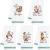 R HORSE 5Pcs Kitchen Dish Towel Funny Joked Themed Kitchen Dishcloth Absorbent Retro Sassy Lady Cleaning Dishcloth Bar Hilarious Hand Towel Gift for Hostess Mom Women Housewarming