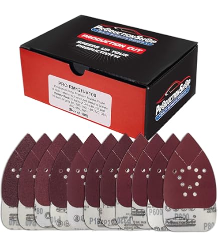 ProductionShop 5" Red 8-Hole Pattern Sanding Discs, 160 Disc Variety Pack, Grits 40, 60, 80, 100, 120, 150, 180, 220, 320, 400, 600, 800 - Hook & Loop Sandpaper, Random Orbital Sanders - Woodworking