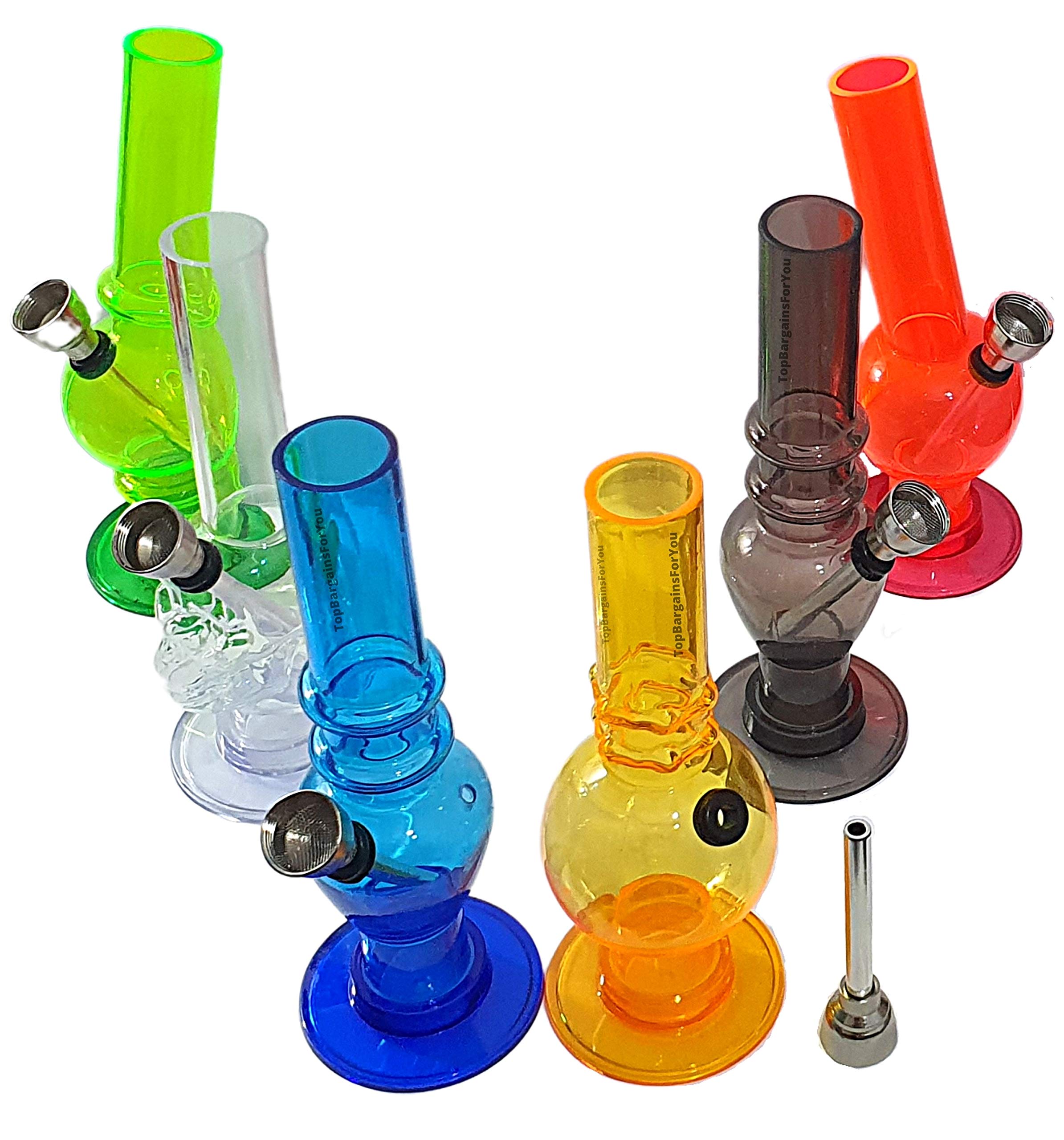 TopBargainsForYou – 1 Pcs Acrylic Mini Water Bong 6 Inch 15.3 cm Clear Smoking Pipe Hookah Plastic Assorted Multi Color Style Dismantleable Detachable & Easy to Clean