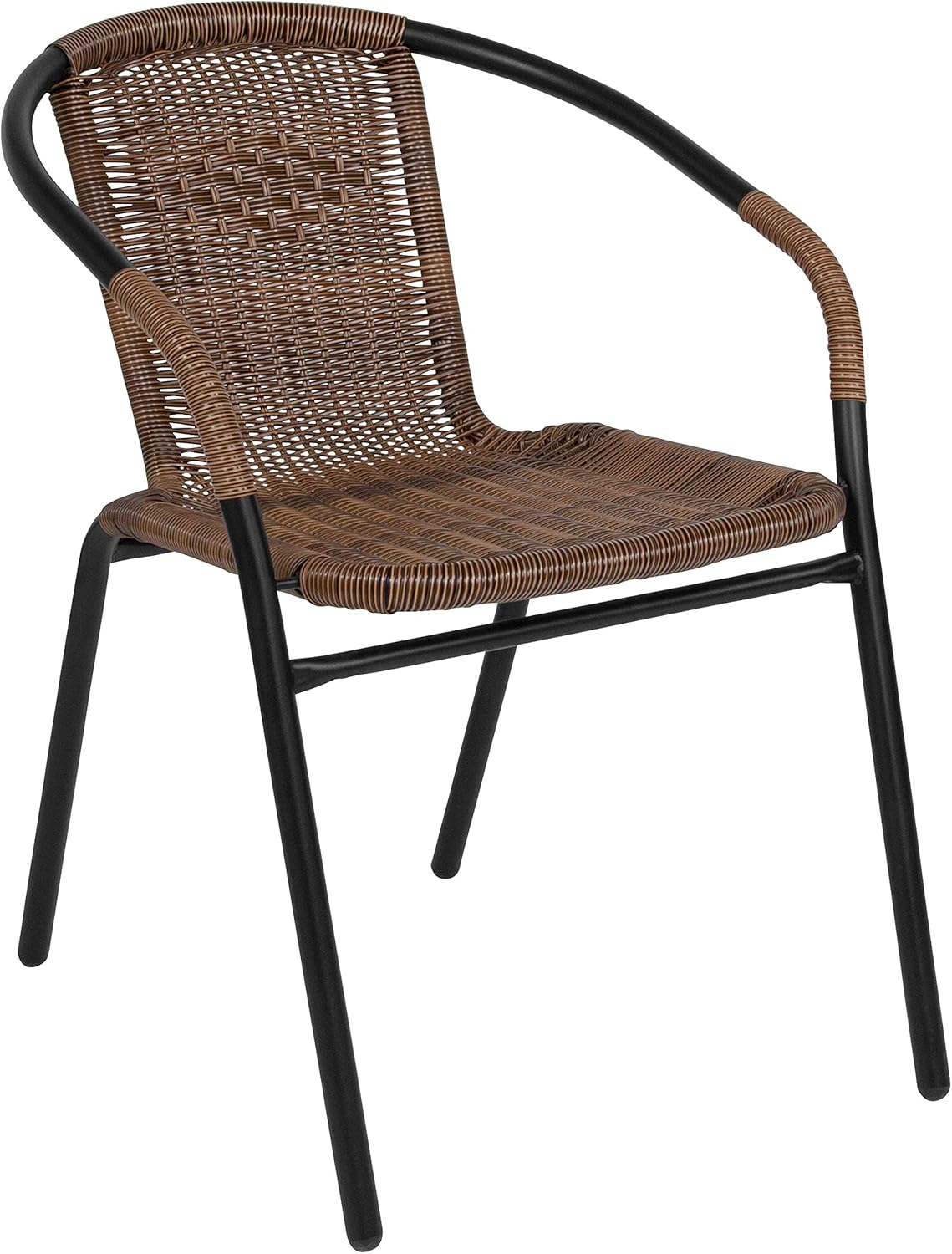 commercial bistro sets on Amazon Com Flash Furniture Medium Brown Rattan Indoor Outdoor Restaurant Stack Chair Garden Outdoor