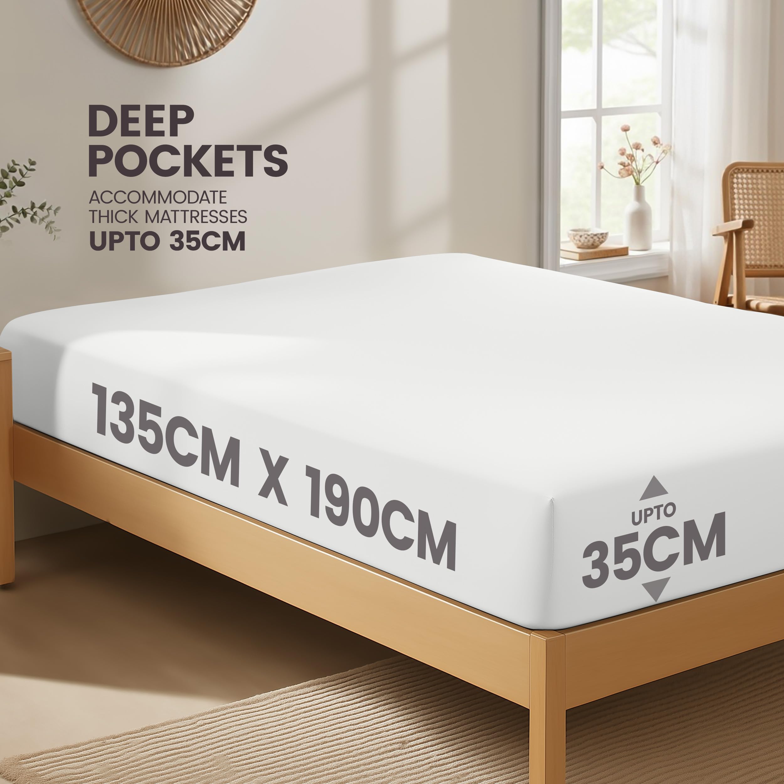 Utopia Bedding Fitted Sheet Double, White - Deep Pocket 14 inch (35 cm) - Easy Care - OEKO-TEX Certified - Soft Brushed Microfibre Fabric - Shrinkage and Fade Resistant - Bottom Sheet