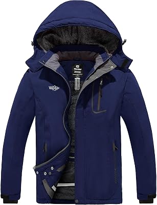 Chaquetas Forro de Vellón Grueso Parka Nieve Hombre Azul Marino S
