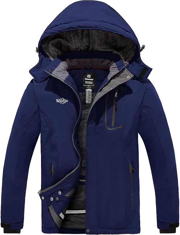 Casacos de Polar Grossos de Homem Parka de Neve Azul-Marinho S