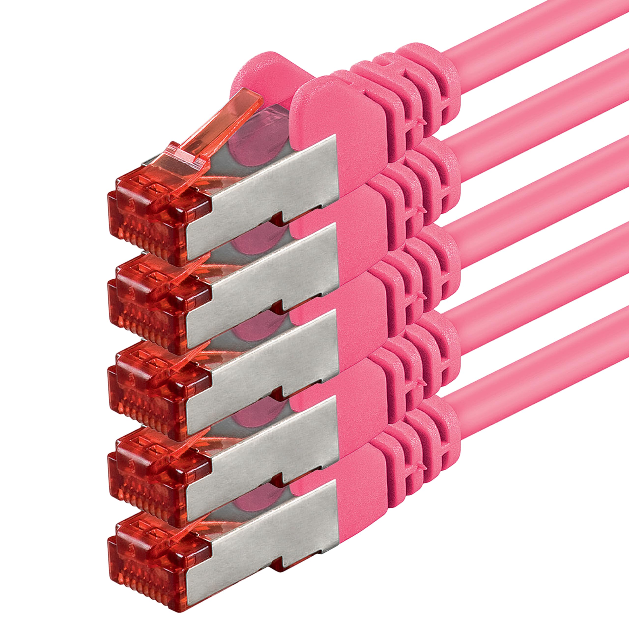 1aTTack.de 5x 1m - Cat 6 network cable patch cable Cat6 RJ45 SFTP - magenta