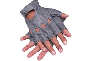 Driving Gloves Half Finger Fingerless Knuckle Holes For Men Genuine Leather