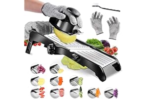 Masthome Mandoline Food Slicer, Adjustable Stainless Steel Vegetable Slicer for Cheese, Zucchini, Carrots, Fruits, Vegetable Chopper with Cleaning Brush and Gloves