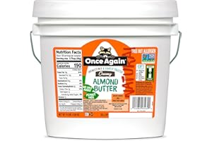 Once Again Creamy Natural Almond Butter No Sugar, Lightly Toasted - 9 Pound Bucket (Same as 9 Jars) of Single Ingredient Nut Butter, No Palm Oil, No Salt - Non-GMO, Gluten Free, Vegan