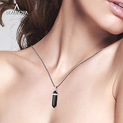 BEADNOVA Black Onyx Necklace Gemstone Crystal
