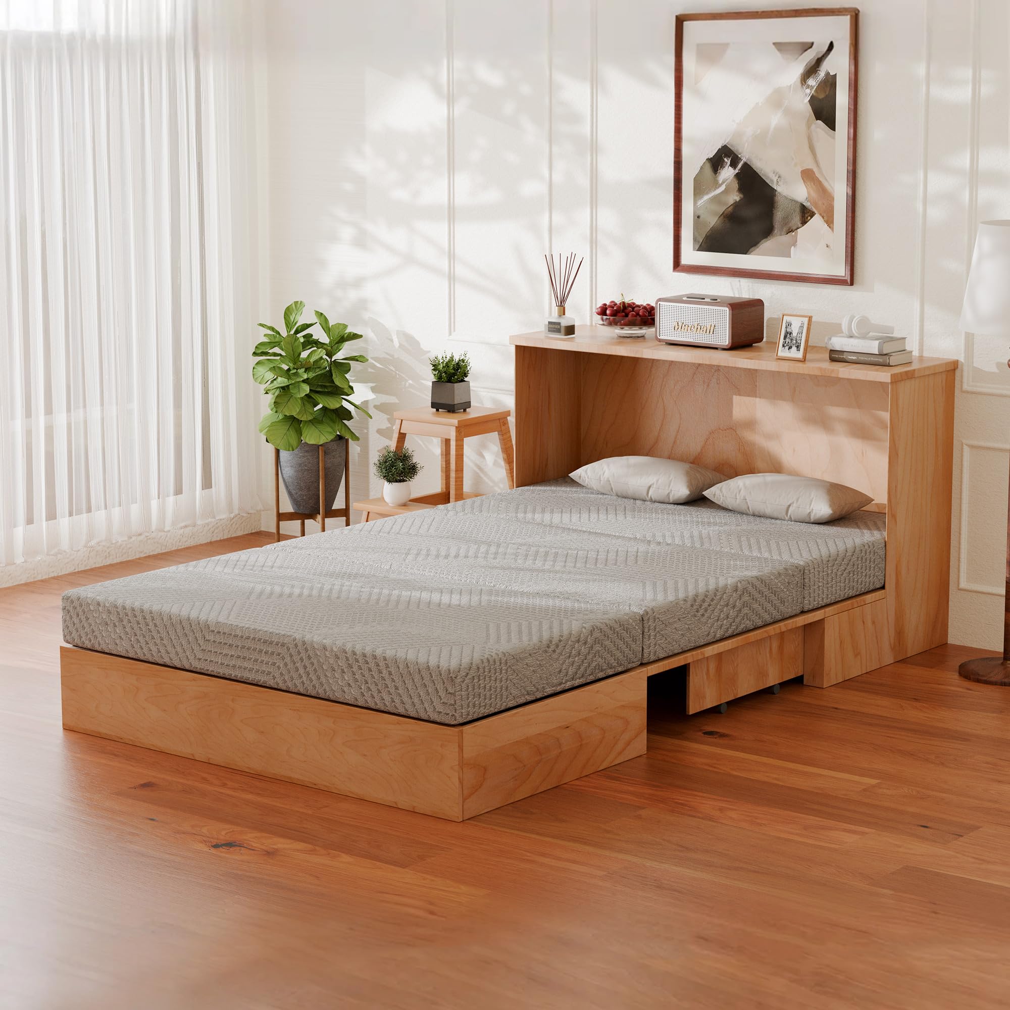 Photo 1 of *** USED***MLILY Tri-Fold Memory Foam Mattress, 6 inch Full Folding Mattress with Collapsible and Washable Cover, Travel and Guest Mat, 75"×54"×6", Grey