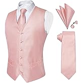 DiBanGu Mens Paisley Suit Waistcoat Silk Dress Vest and Necktie Pocket Square Cufflinks for Wedding Party