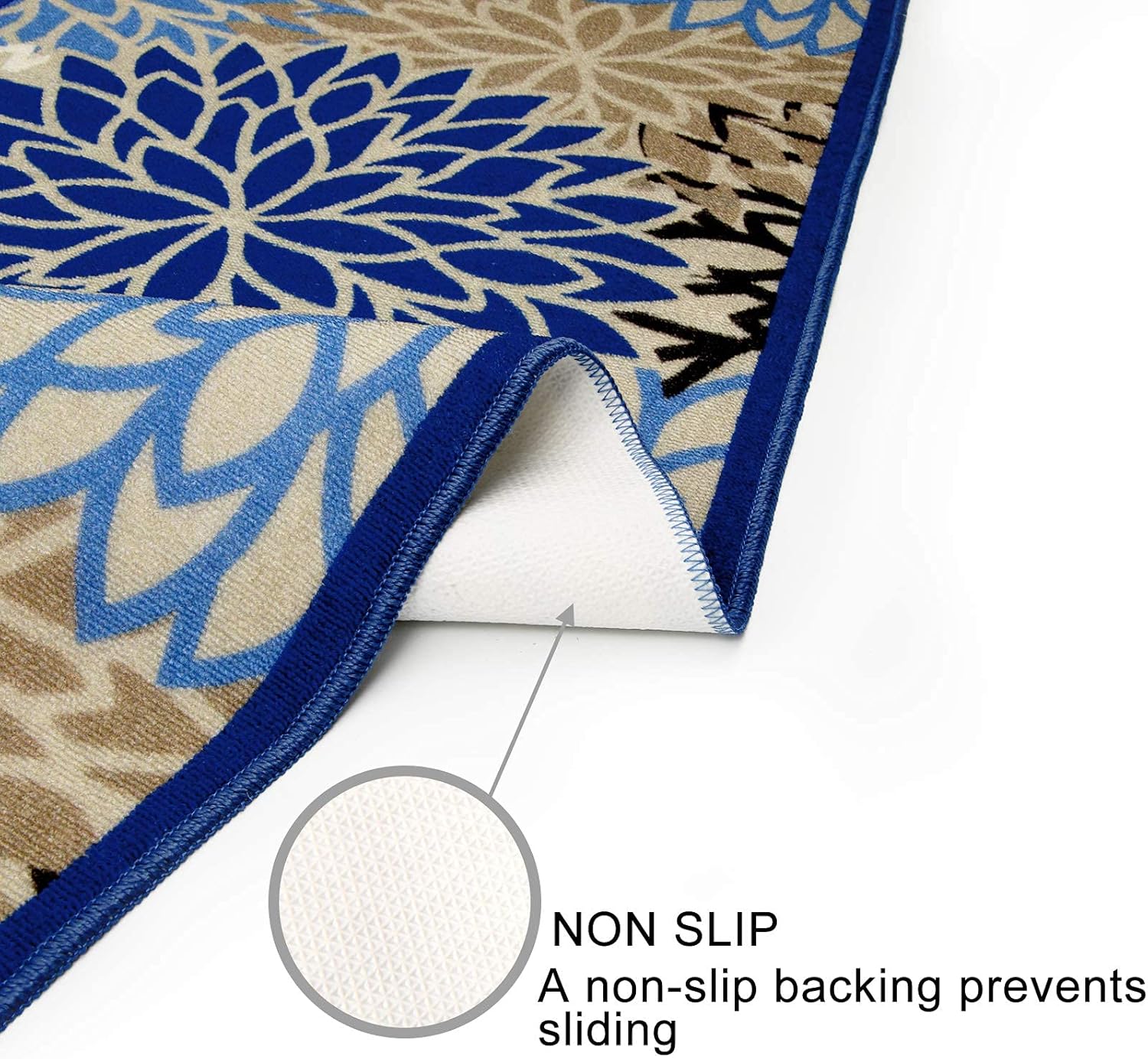HEBE Floral Medallion Runner Rug 2'x6' Non Skid Washable Accent Distressed Throw Rugs Floor Carpet for Door Mat Laundry Room Entryway Hallways: Kitchen & Dining