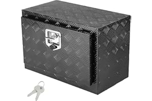 VEVOR Underbody Truck Box, 24" x 14" x 16" Pickup Storage Box, Heavy Duty Aluminum Diamond Plate Tool Box with Lock and Keys, Waterproof Trailer Storage Box with T-Handle Latch for Truck, Van, Trailer