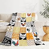 Cute Chicken Blanket Rooster Hen Printed Throw,Warm Soft Plush Lightweight Flannel Blanket,Farmer Lover Couch Bedding 40x50in for Kids/Child