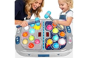 TOOLION 2-Player Whack Game Mole - Toys for Age 3-12 Kids,2 Hammers,3 Modes with Sound & Light,Safe Educational Pounding Toy,Christmas Birthday Gift for 3 4 5 6+ Year Old Boys Girls,Gray