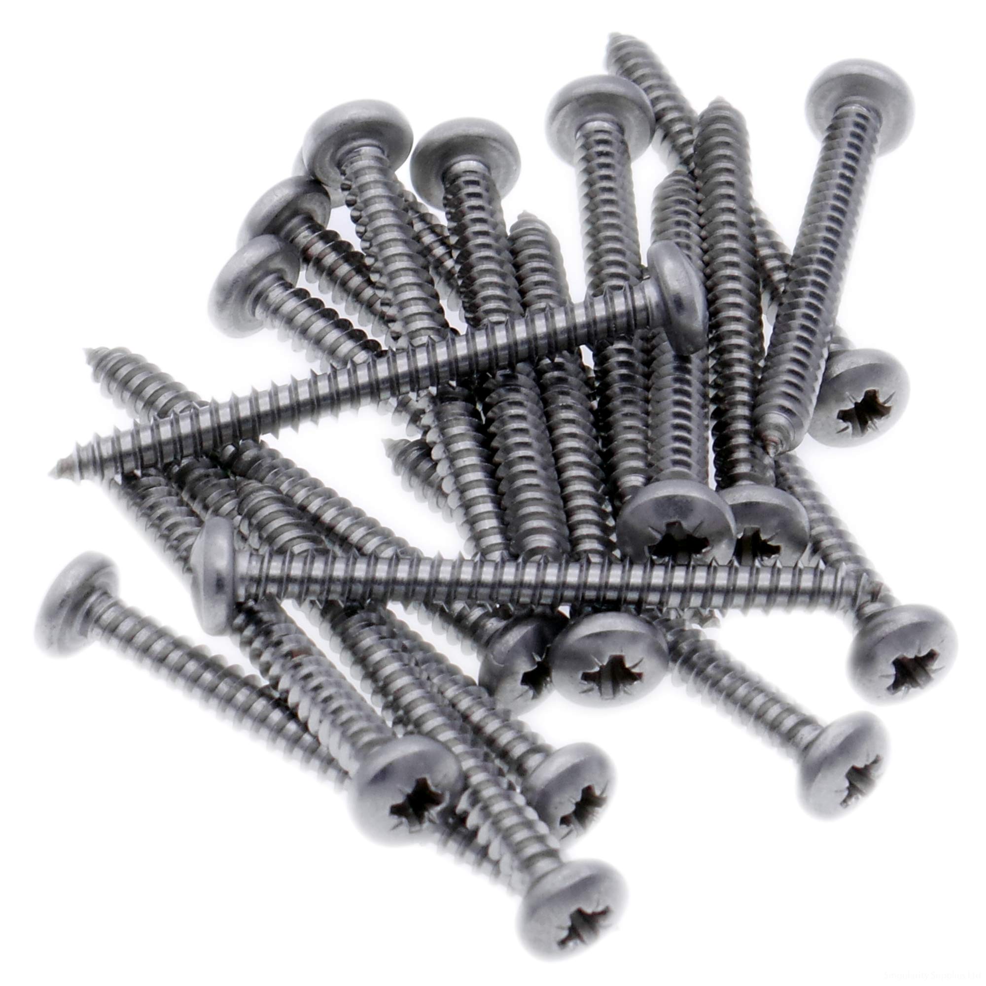 No.8 x 1.5 (4.2mm x 38mm) Pozi Pan Self-Tapping Screw - Stainless Steel (A2) (Pack of 20)
