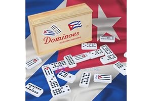 OLKIEQZ Domino Cubano Doble Nueve Cuban Dominoes Double Nine with Cuban Flag on Chips