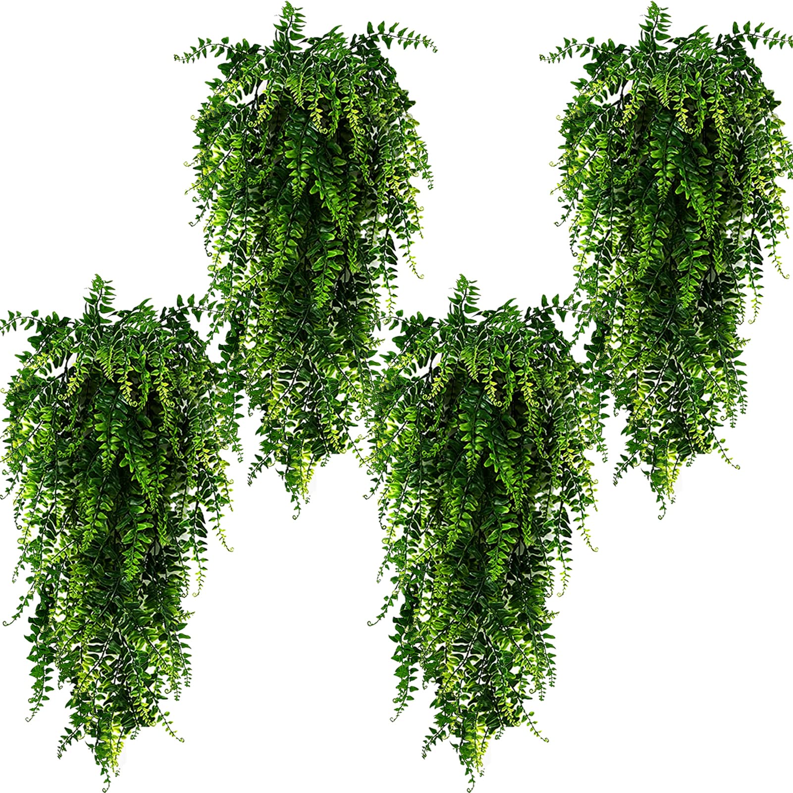 Photo 1 of Toprooms Fake Hanging Plants,Artificial Hanging Plant Fake Plants Faux Ivy Vine Wall Hanging Plants Greenery Shelf Home Office Indoor Outdoor Decor (Green, 4 Pcs)