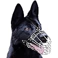 Dog Chrome Metal Muzzles Wire Basket Adjustable Leather Straps German Shepherd Reinforced (№1) Snout Circumference is 11. - 12.6 in Length is 4.3-4.7 in