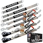 VULCAN Ultimate Axle Tie Down Kit - Silver Series Webbing - Includes (2) 22 Inch and (2) 36 Inch Axle Straps, (2) 96 Inch Snap Hook Ratchet Strap, and (2) 112 Inch Loop Tie Down Combinations