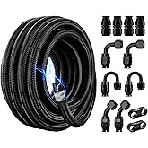 EVIL ENERGY Conductive 6AN PTFE Fuel Line Kit,Antistatic E85 Nylon Braided PTFE Fuel Hose 20FT AN6 Fuel Line Hose kit 5/16inch ID