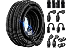 EVIL ENERGY Conductive 6AN PTFE Fuel Line Kit,Antistatic E85 Nylon Braided PTFE Fuel Hose 20FT AN6 Fuel Line Hose kit 5/16inc