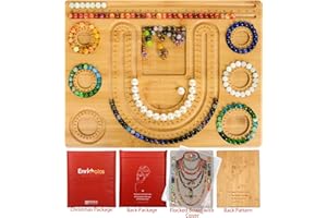 Enrichoice multifunctional bead boards set for design jewelry making with cover,beautiful inscription on the back,bracelet measurement bamboo beadboard, PVC necklace neading trays sizer measuring mats