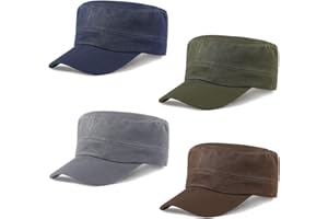 Glamorstar Unisex Cadet Army Hats 4 Pieces Military Flat Top Newsboy Cap