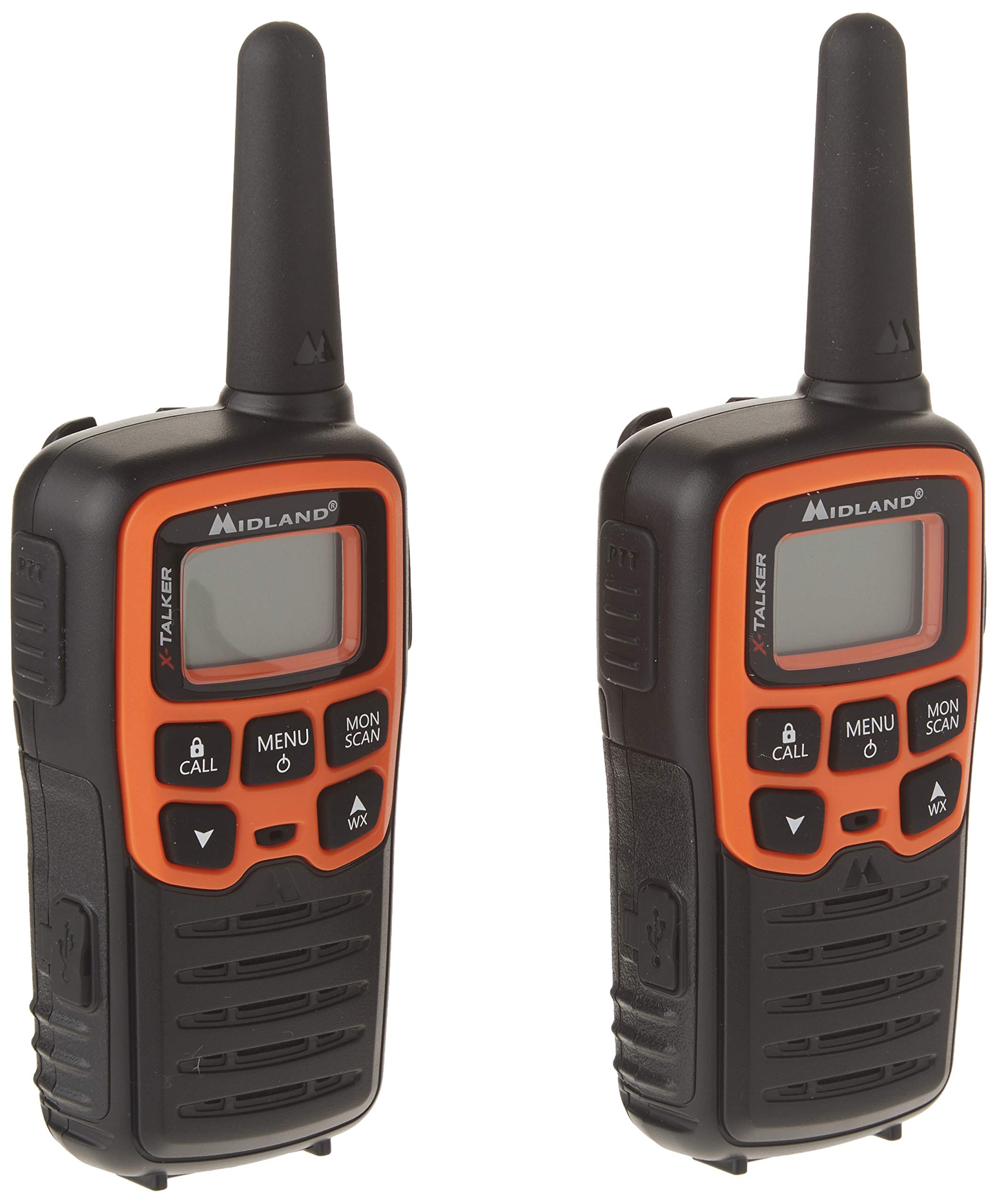 Midland - X-TALKER T51VP3, 22 Channel FRS Walkie Talkie - Up to 28 Mile Range Two-Way Radio, 38 Privacy Codes, NOAA Weather Alert (Pair Pack) (Black/Orange)