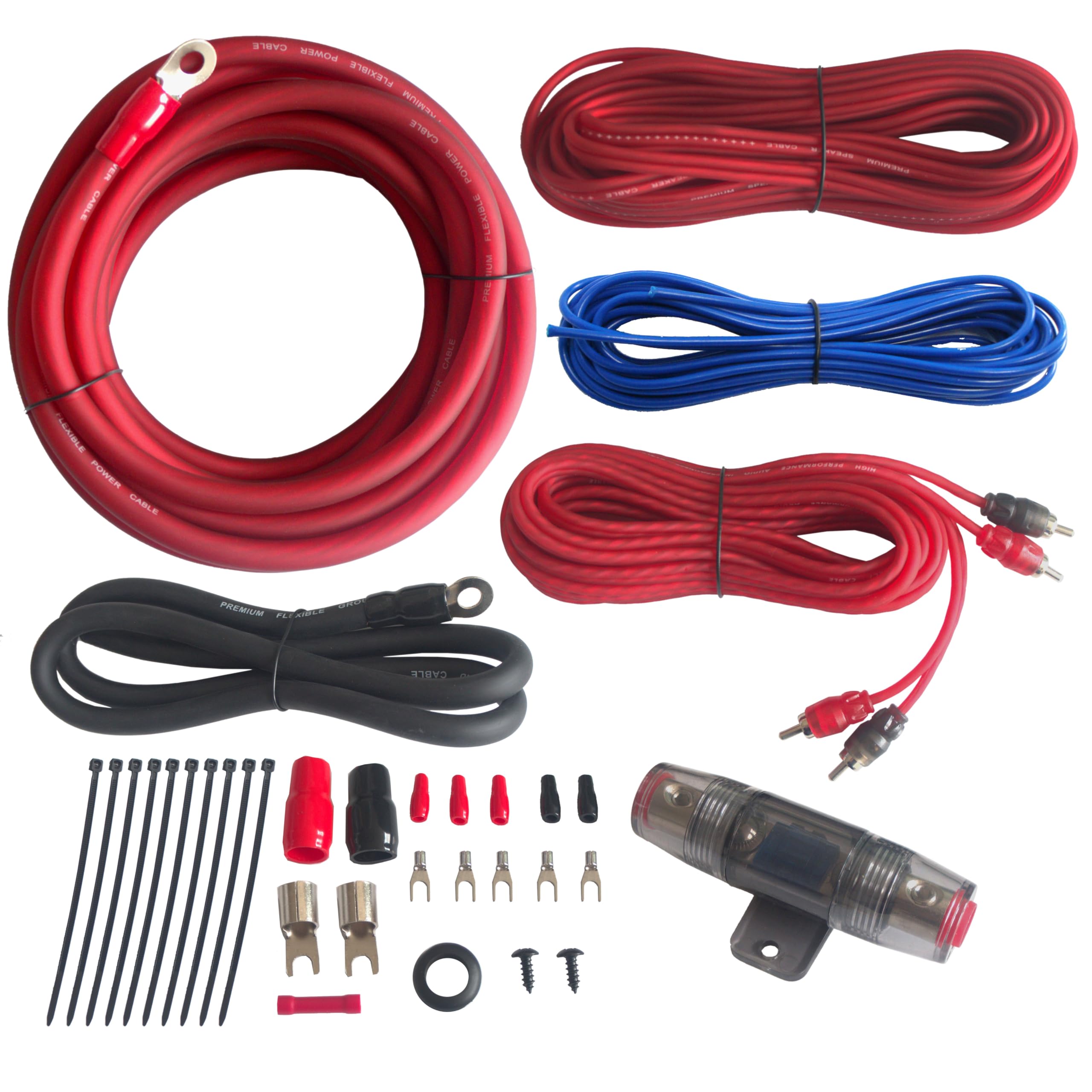 Photo 1 of RonDexy True 4 Gauge Car Audio Cable Amp Wiring Kit- 2 Channel CCA Power Cable Amplifier Install Wiring Kit 17ft 4AWG Power Wire RD04AK4