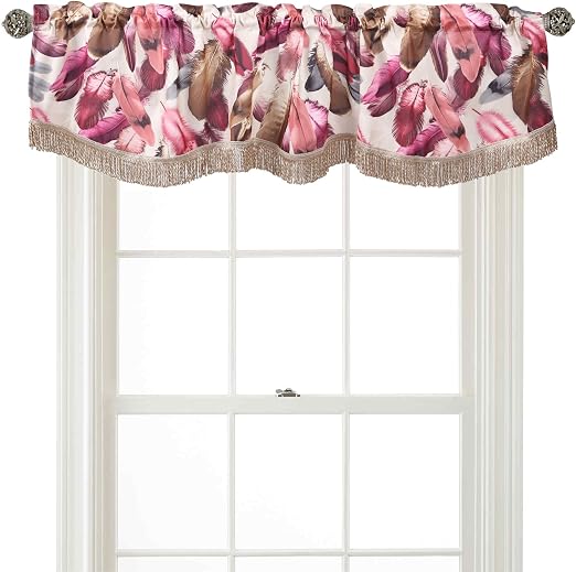 Amazon Com Violet Linen Decorative Chenille Feathers Design 60 X 15 Window Valance Violet Home Kitchen