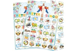 TAKEALOOKO Easter Bingo Game Cards - 24 Players Bingo Games Indoor Activities Gifts Party Favors, Family Open Day Holiday Parties Supplies, Easter Basket Filler Stuffers