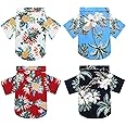 4 Pieces Pet Summer T-Shirts Hawaii Style Floral Dog Shirt Hawaiian Printed Pet T-Shirts Breathable Cool Clothes Beach Seaside Puppy Shirt Sweatshirt for Small Puppy (Cute Style, Medium)