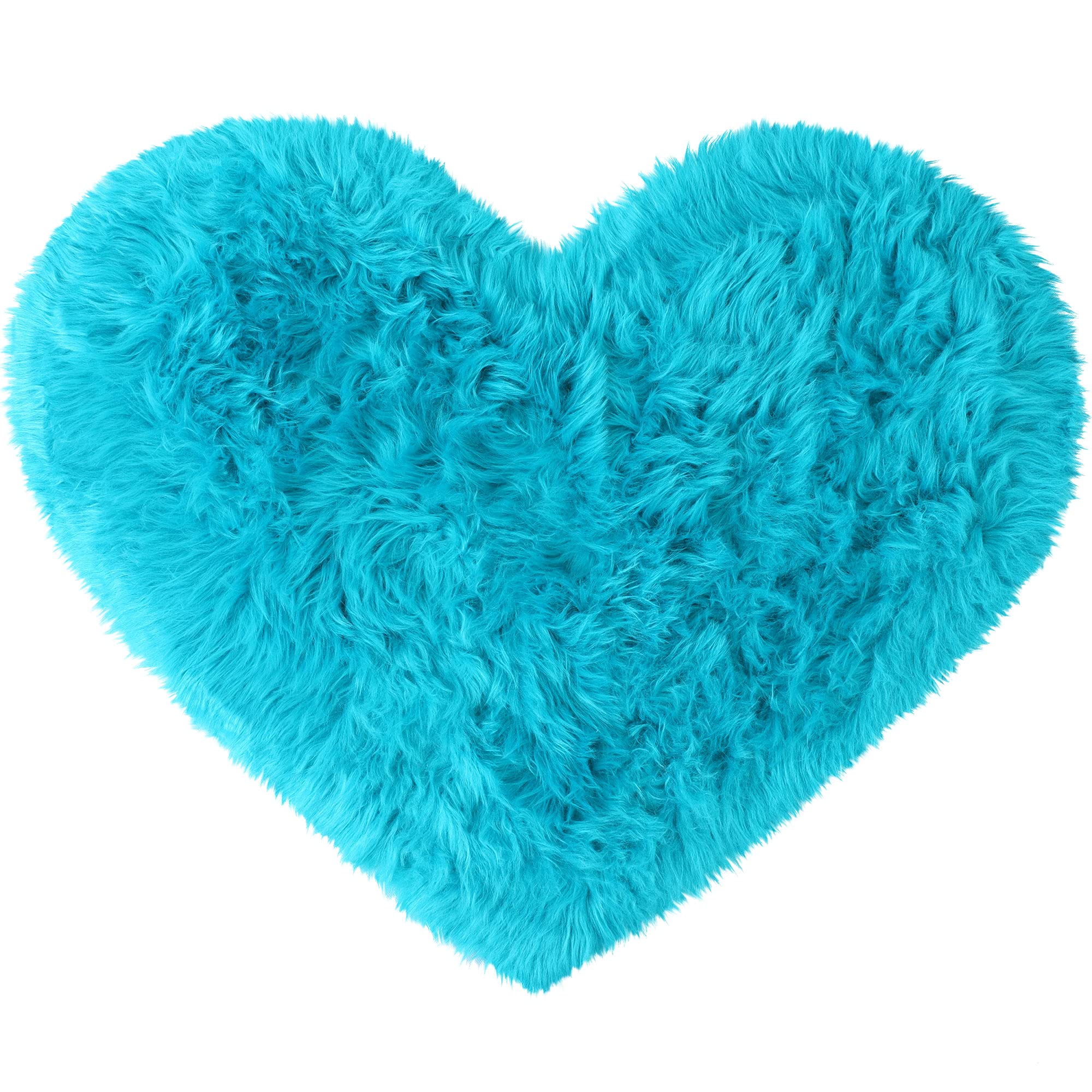 sourcing map Faux Fur Sheepskin Area Rugs, Heart Shaped Shaggy Fluffy Rug for Sofa Living Room Bedroom Floor - Soft Deep Pile Plush Carpet Non Slip, 70 x 90cm/2.3x3ft Blue
