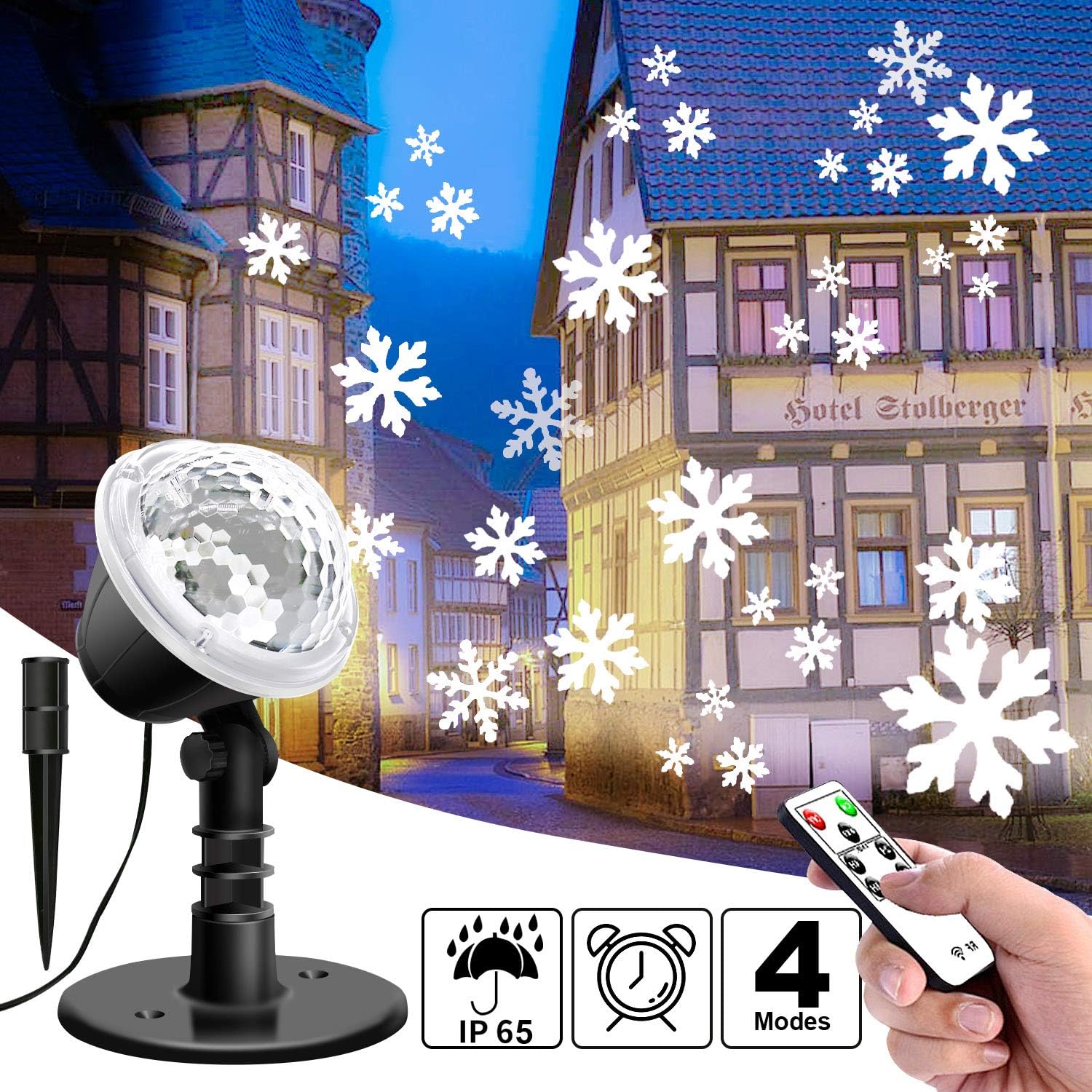 Lightess Snow Projector Light Outdoor Christmas Snowflake Night Light