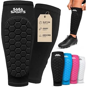 Saga Sports Kids Shin Guard Sleeves, Honeycomb Padded Shin Defender