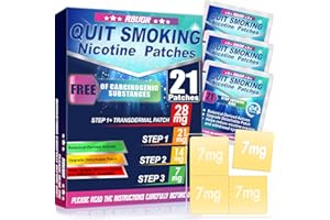 RBUGR Nicotine Patches Step 1+, 21mg Upgraded to 28mg (4 * 7mg), Quit Smoking Patches, Stop Smoking Aids That Work Within 2 Weeks, 24-Hour Nicotine Patch for Transdermal Delivery (21 Patches)