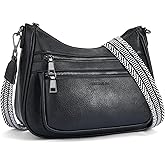 KITEVIUN Crossbody Bags for Women Leather Purse Trendy Multi Pocket Shoulder Handbags with Adjustable Guitar Strap