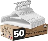 Utopia Home Velvet Coat Hangers Adult Heavy Duty Non-Slip 360° Hook White 20