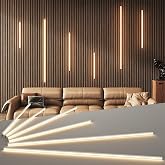GloryAir LED Recessed Lighting Kit for Wall Panels 6pcs Slat Wall Lights | Adhesive Wall Strip Lights with White Light Cover,