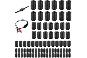 Mateda 80Pcs Clip-on Ferrite Ring Core RFI EMI Noise Suppressor Cable Clip for 3mm/5mm/7mm/9mm/13mm Diameter Cable Power Cord, Black