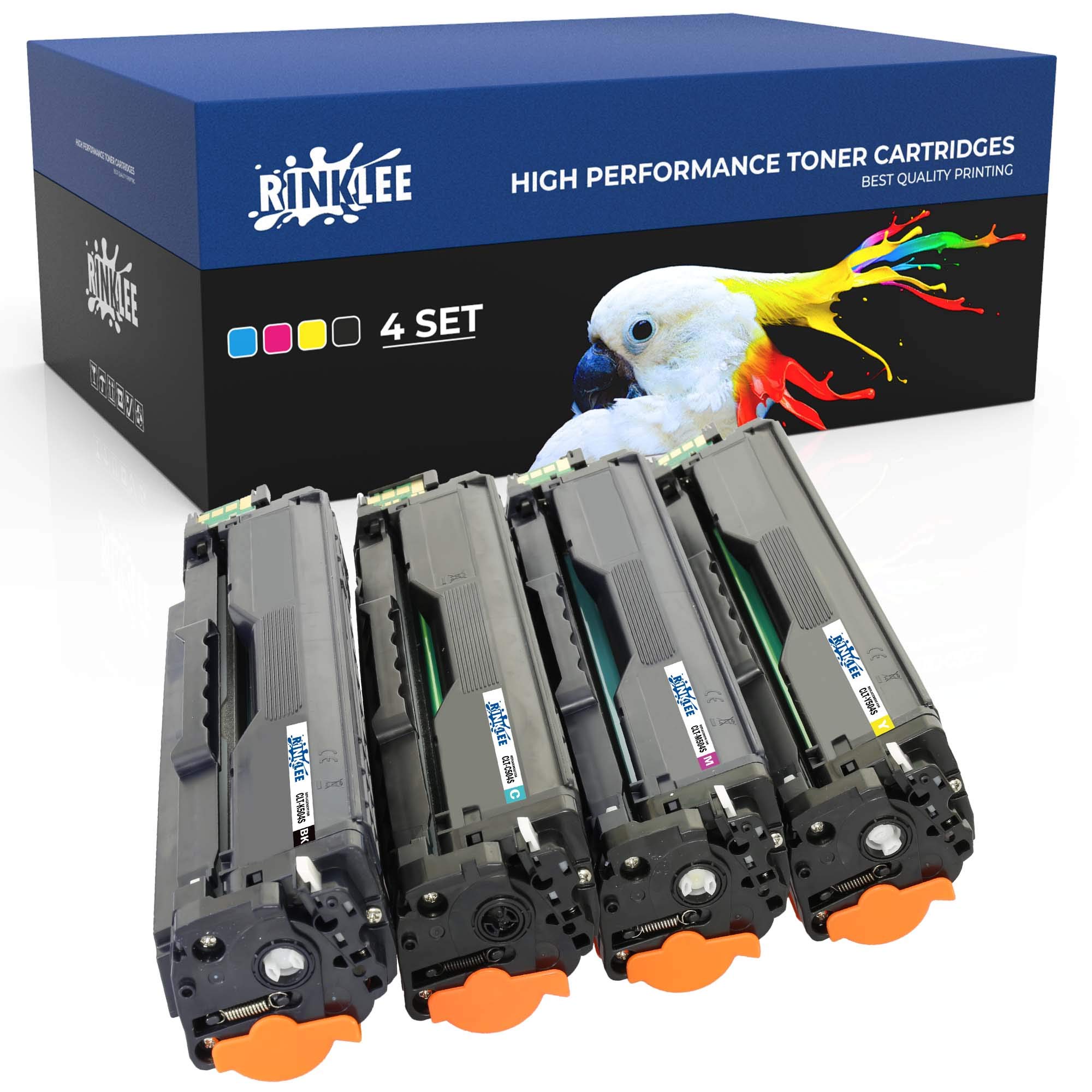 RINKLEE CLT-504S K504S C504S M504S Y504S Toner Cartridge Compatible with Samsung Xpress SL-C1810W SL-C1860FW CLX-4195FN CLX-4195N CLX-4195FW CLP-415N CLP-415NW | High Yield 2500/1800 Pages | 4-PACK