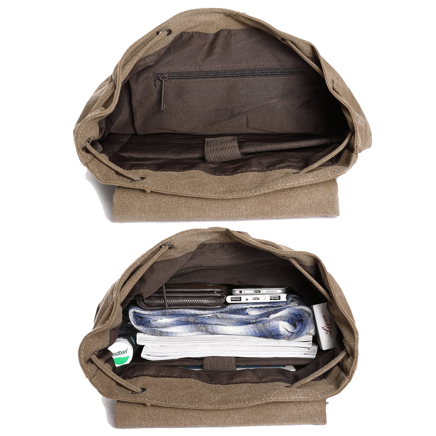 Vintage Canvas Backpack, Fresion Travel Rucksack School Bag Stylish Satchel Computer Laptop Bags fits up 14’’ for Boys and Girls, Brown