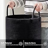 YOUDENOVA Cotton Rope Laundry Basket 58L Large 38cm x 50cm Handles Black view 4