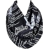 Etwoa's Lewis Carroll Alice in Wonderland Book Scarf Quotes Black Infinity Scarf