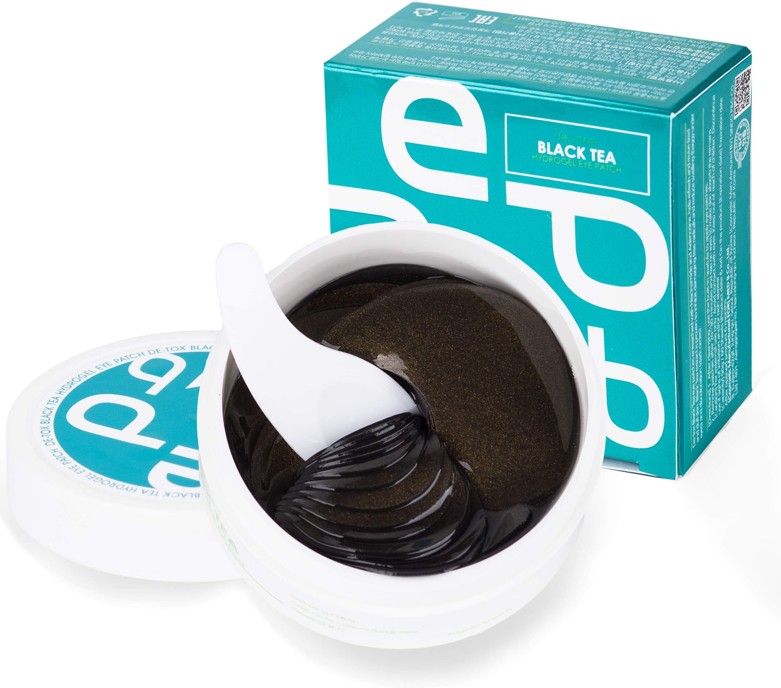 Korean skin care Under Eye Patches Eye Masks For Dark Circles And Puffiness with Black Tea Caffeine and Charcoal for Detox and dark circles under eye treatment for women 30 pairs 60 pcs [MED B]