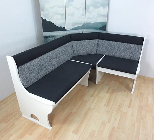 Truheneckbank Teilmassiv Weiss Schwarz Grau Eckbank Sitzecke Kuchenbank Polster Amazon De Kuche Haushalt