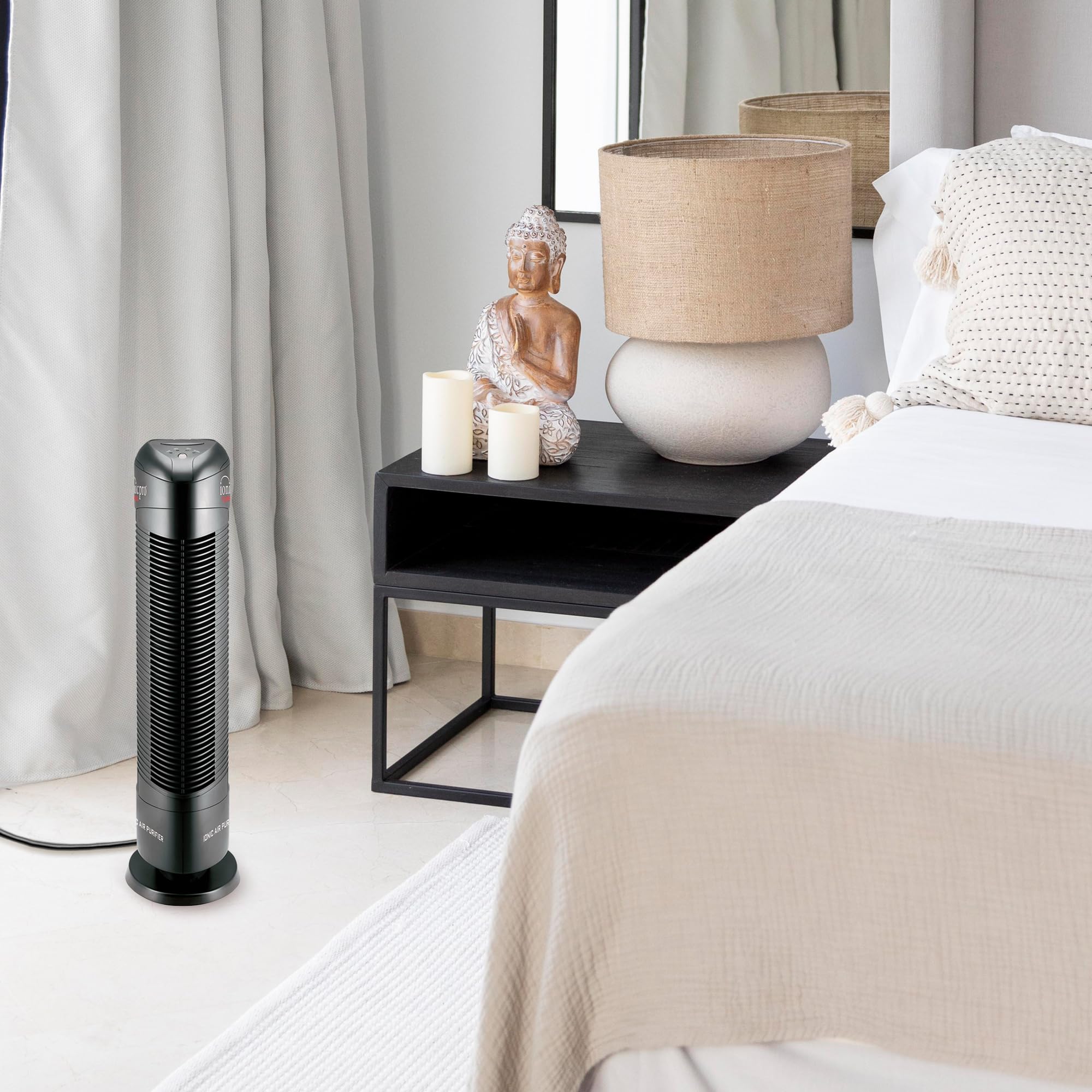 Ionic Pro Turbo (TA550) Ionic Air Purifier Tower for Home, Quiet Ionic Filterless Design, Covers Up to 500 Sq. Ft., Removes Odors, Smoke, Dust, and Allergens – Black