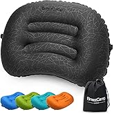 BreezCamp Inflatable Camping Pillow, Travel Blow Up Air Pillow, Neck Lumbar Support Ultralight Compact Pillow for Outdoor Hiking Backpacking Car Beach Airplane Sleeping Essentials, Black