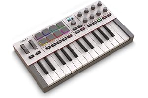 Akai Professional MPK Mini IV USB-C MIDI Keyboard Controller for Beginners and Producers - MPC Drum Pads, 360° Knobs, Pitch and Mod Wheels, Production Software, Native Instruments Sound Package, Grey